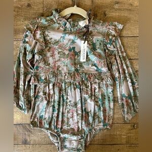Kate Quinn Green and Pink Floral Bodysuit